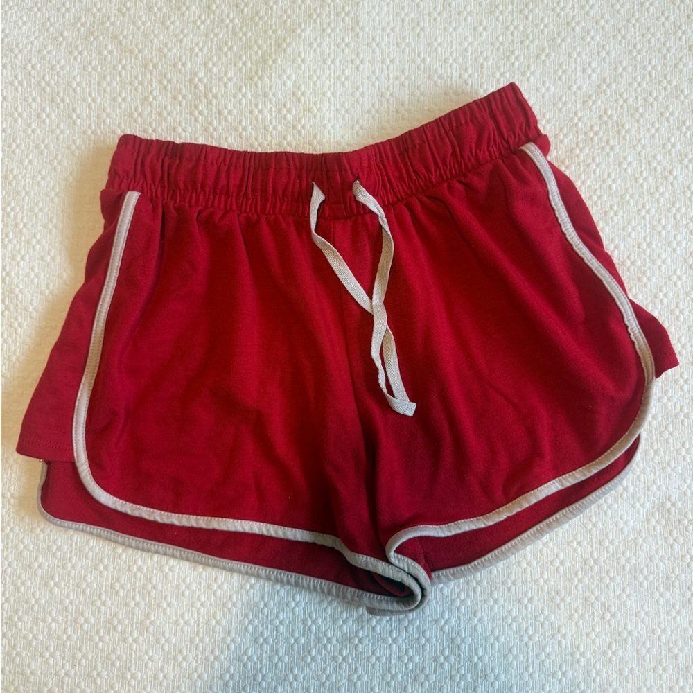 Red Women's Dolphin Shorts with White Trim
